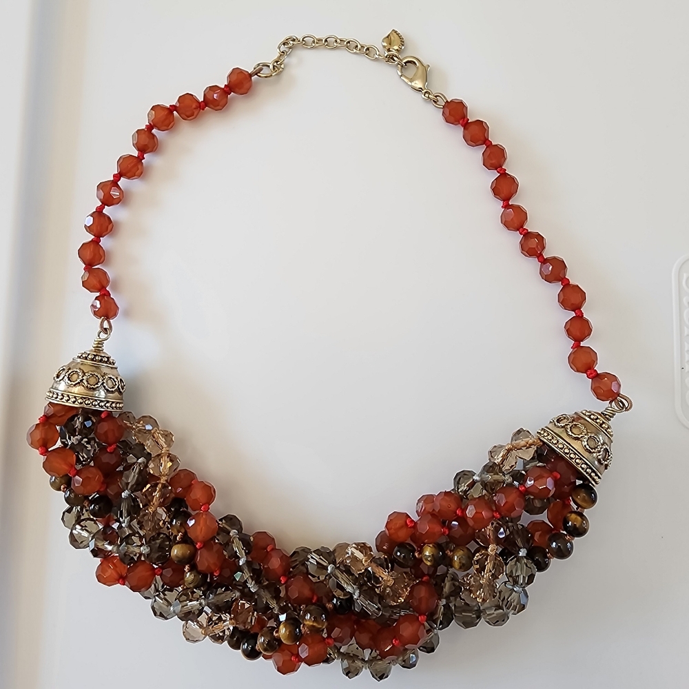 Carolee braided torsade multi-strand beaded rare statement necklace